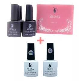 Lé Mussa Combo Gama De Gel Uv Marca Mussa+base Y Top 10 Ml Para Uñas