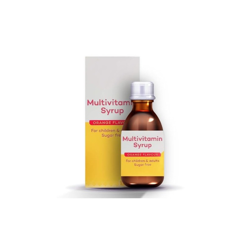 Multivitamin Syrup 150ml Sugar Free Orange Flavour Daily Vitamin Supplement