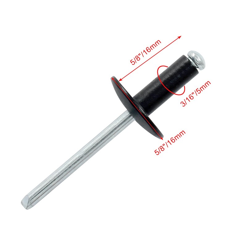 Zorveiio 60 Pcs 3/16" x 5/8" Large Flange Aluminum Blind