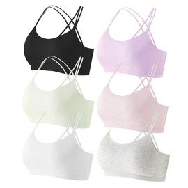 Happy Cherry Girls Sports Bra Teens Training Bras with Non-Removable Padding Bras Criss-Cross Back Padded Strappy