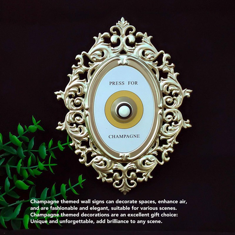 Retro Champagne Button Metal Decorative Press Champagne Door Rings Bell