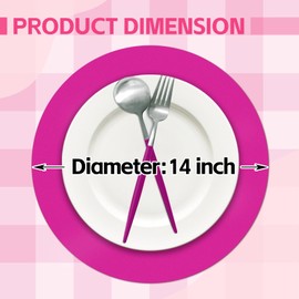 50 Pieces Hot Pink Paper Place Mats Round Disposable Table Mats Decorative Placemats for Wedding Bridal Shower Hot Pink Birthday Party Dining Decor