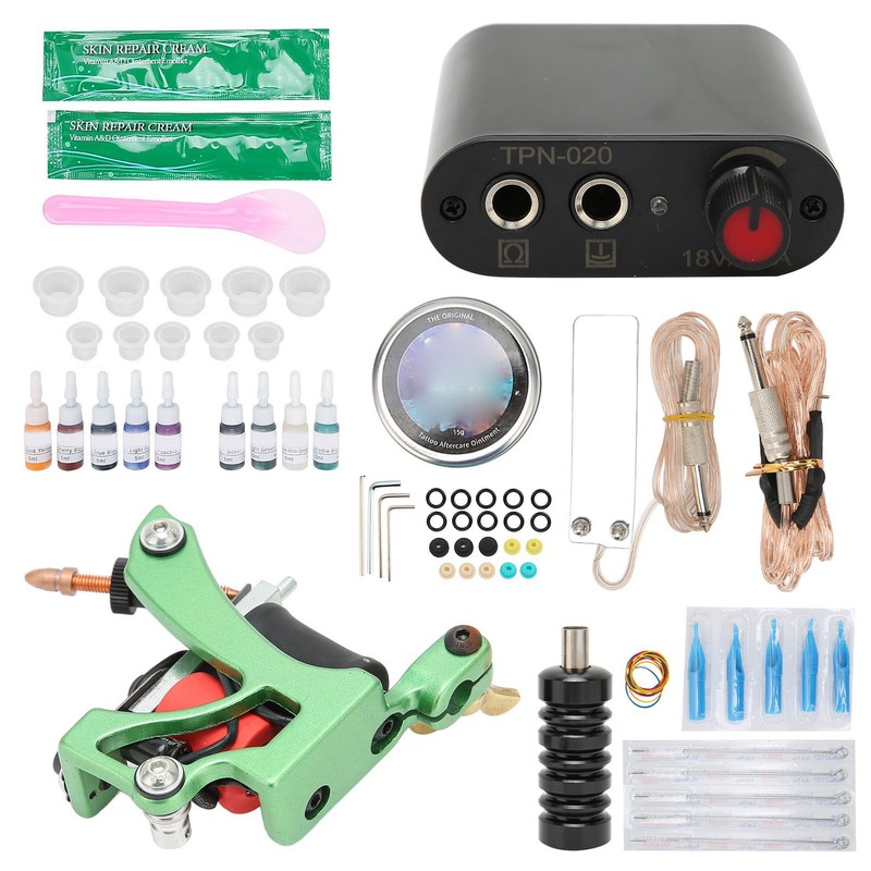 Complete Tattoo Kit Professional Coil Tattoo Machine Power Supply Pen