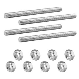 4 Stück Gewindestange M8 X 100 mm, Din 975 Verzinkter Stahl Gewindestäbe, Gewindestab mit 8 Sechskantmutter, Voll Gewindestange Edelstahl 304, Vollgewindestange für Die Maschinen und Möbelherstellung