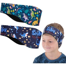 Lyyxjsltd 2PCS Swimming Headbands for Kids & Adults, Waterproof Ear Protection Headband for Swimming & Showering, Cute Swim Hair Band, Toddler & Adult Swimmer Ear Guard (Blue, Medium)