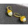 Women's Earrings Golden Natural Baroque Freshwater Pearl Delicate Small Earrings