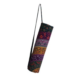 INDIAN CRAFT CASTLE ICC Yoga Mat Bag Carrier Full-Zip Exercise Yoga Mat Carry Bag for Women Men with Multi-Functional Storage Pockets and Adjustable Shoulder Strap 26X6 Inches (Purple 6 Flower)