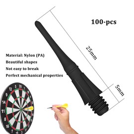 OMJMYY Pack of 100 plastic dart tips, 2BA thread, premium soft dart tips, black, dart tips, soft, particularly stable, durable, soft darts replacement tips, soft darts tips for dart lovers