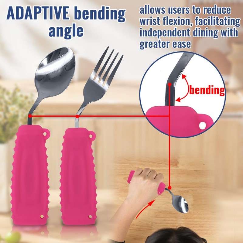EZ Assistive Adaptive Spoon & Fork Easy to Hold for