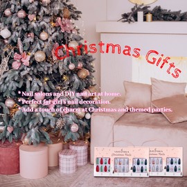 72pcs Christmas False Nails Snowflake Snowman Manicure Press on Santa Claus Nail Art Holiday Decoration Women Girls