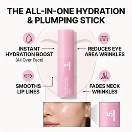 Pink Collagen Multi Balm Stick - Instant Hydration, Fine Line Reducer for Face, Eyes, Lips & Neck, Plumping & Firming Moisturizer Balm, All Skin Types, 0.35 oz (1Pcs)