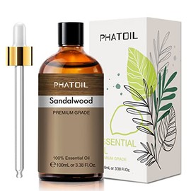 PHATOIL Aceite esencial de sándalo de 100 ml, aceites esenciales de aromaterapia puros para difusor, humidificador, relajante, aceites perfumados para