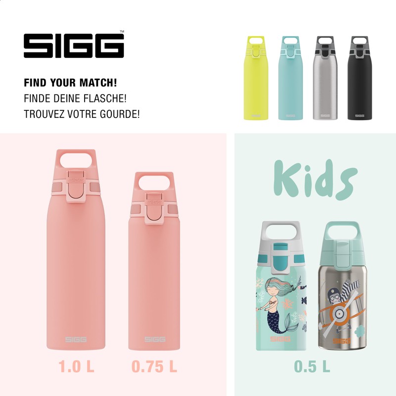 SIGG Stainless Steel Drinking Bottle, Shield ONE, Suitable for Carbonated