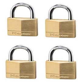 Master Lock 140D Solid Brass Keyed Different Padlock with 1-9/16-Inch Wide Body, 1/4-Inch Shackle, 4-Pack