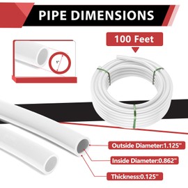 EFIELD 1-inch 100 Ft Pex-b Pipe, White Color, NSF Certified for Potable Water, Hot/Cold Water with Pipe Cutter