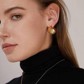 YeGieonr Chunky Gold Earrings for Women, Lightweight Stainless Steel Hollow Open Hoop Earrings with 18K Real Gold Plated, Hypoallergenic Fashion Jewellery Gifts for Women and Girls, Stainless Steel,