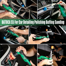 BATOCA S5 Cordless Car Buffer Polisher Sander Dual Action & Rotary Polishing Machine 1/2/3 Inch Polishing Pads for Car Detailing,6 Variable Speeds 2000-5500RPM,Mini Polisher for Car Motorcycle Polish