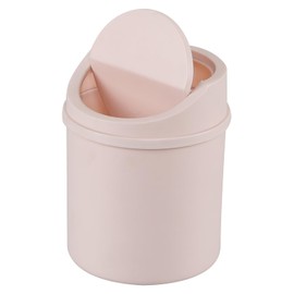 Waikhomes 2 Liters Tiny Plastic Trash Bin with Swing Top Lid, Mini Desktop Wastebasket, Pink