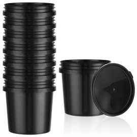 Acrux7 8 Pack 1 Quart Plastic Paint Buckets, Empty Paint Cans with Lids, 1/4 Gallon Paints Storage Containers for Painting, DIY Crafts (Black)