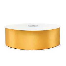 Solid Color Double Faced Gold Satin Ribbon 1" X 50 Yards, Ribbons Perfect for Crafts, Wedding Decor, Bow Making, Sewing, Gift Package Wrapping and More