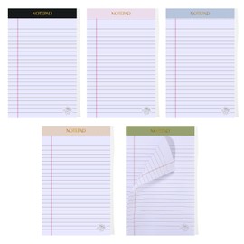 5 Pack Note Pad 5x8, 200 Sheets Colored Notepad Perforated Small Notepad College Ruled Writing Pad for to-Do Lists Grocery List Shopping List, 40 Sheets(Black, Pink, Blue, Green, Orange)
