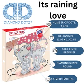 DIAMOND DOTZ DBX.005 Katzen Box It's Raining Love, Diamond Picture on Motif Stretcher Frame, Approx. 28 x 28 x 2.5 cm, for Standing or Hanging, Also Ideal for Children, Black, 28 x 28 cm