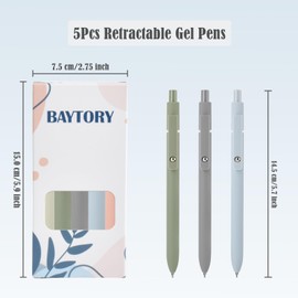BAYTORY 6 Pcs Retractable Gel Pens, Black Ink Rolling Ball Gel Pens, Fine Point 0.5mm Smooth Writing Aesthetic Pen for Home School Office Supplies (Morandi)