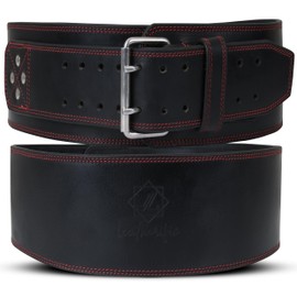 Leatherific,Genuine Leather Weight Lifting Belt,8 mm Thick, 4" Wide,Heavy duty, Padded, Steel Buckle,For Bodybuilding, Cross Training, Lumbar Support (XL(Fits 40"-45"), Metal Black)