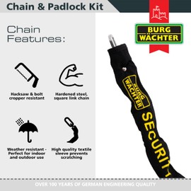 Burg Wachter SKM 6/60 CPL 60cm 6mm Security Chain & Combination Padlock, Black