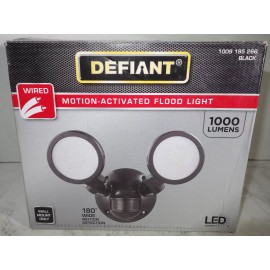 Defiant 180 Degree 2 Head Motion Sensor Activated Black Security Flood Light