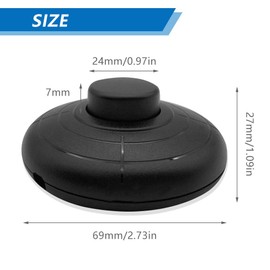 GZGXKJ 1 Piece Diameter 70 mm Foot Switch Round Foot Pedal Switch 250 V/2 A Pedal Intermediate Switch Black Round Cable Foot Switch for Floor Lamps, Children's Table Lamps, Kitchen Cabinet Lamps or