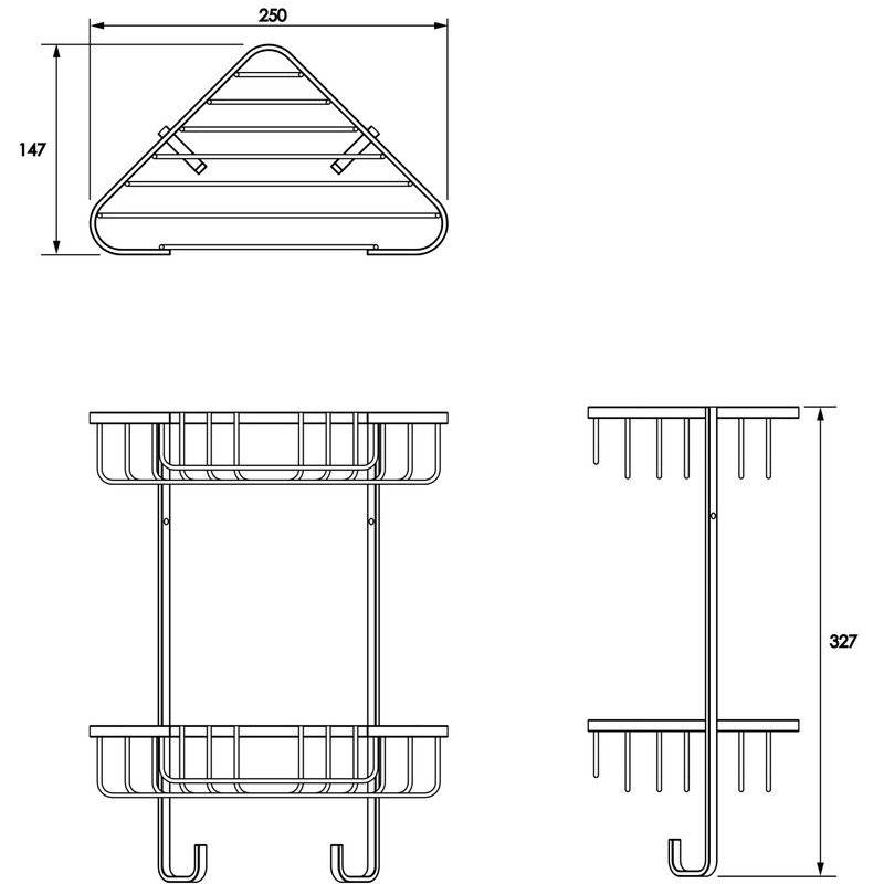 Croydex Two Tier Stainless Steel Medium Corner Basket Shower Caddy,