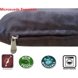 Dogbed4less Shredded Memory Foam Pillow Dog Bed with Waterproof Liner and Machine Washable Cover (Espresso Mircosuede, Large 48"X29")