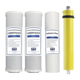 IPW Industries | Watts Replacement Water Filters for WP-4V, Reverse Osmosis System, 24 GPD Membrane 560014, Compatible Filter Set | Premier Systems 4SV, pure tek, WP-4V
