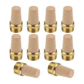 PATIKIL Pneumatic Muffler G 1/2, 10 Pack Sintered Bronze Brass Air Compressor Exhaust Muffler Filters Air Solenoid Valve Muffler Fitting for Automation Pneumatic Equipment, Golden