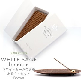 White Sage Incense Incense Holder Set of 2 Intenters Kit for Purification Incense Sticks 30 Sticks 100% Natural Ingredients Made in Japan Incense Smashing Healing (Incense Holder Color, Bronze)