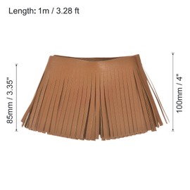 QUARKZMAN 1 Yard 4 Inch Faux Leather Fringe Trim Double Sided Leather Sewing Tassel Fringe for DIY Sewing Dress Craft Skirt Decoration, Brown