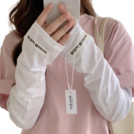 SLEEPSINERO Arm Cover, Women's, Cute, UV Protection, Summer Arm Sleeve, Sunscreen to the Back of the Hand, UV Protection, Cool Feeling, Loose, UPF 50+, UV Protection Arm Cover, Cute, Long Length, With