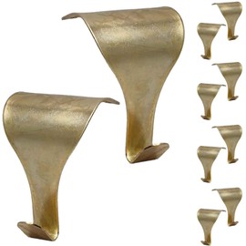 Twzqsyw Brass-Plated Steel Moulding Picture Rail Hook - Pack of 10, 3.2 x 4.8cm, Hook Type, for Dado Picture Rails, Gold, Protects Walls & Frames