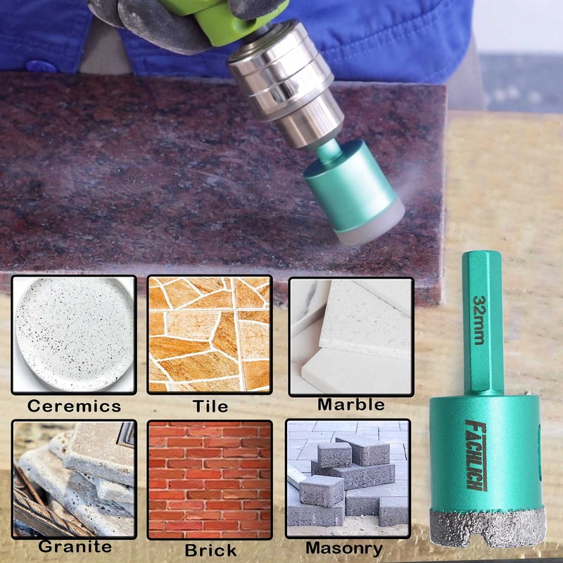 FACHLICH Diamond Core Drill Bit Set 6/8/10/25/35/50mm Porcelain Tile Drill