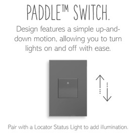 Legrand adorne 15A 1 or 3-Way Paddle Switch with Matching Wall Plate (Magnesium Finish), ASPD1532M4