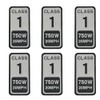 Powallon Class 1 Ebike Sticker 6 pcs 750W Vinyl Label