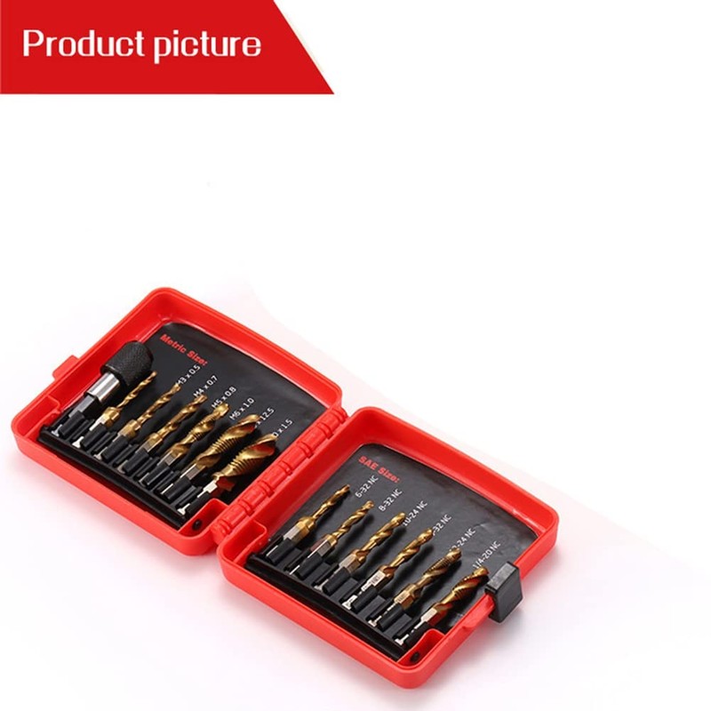 IMCCZONY Titanium Combination Drill Tap Bit Set 13PCS SAE and