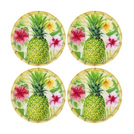 Supreme Housewares Bamboo Pineapple Gourmet Art - Plato de melamina de 15.2 cm, postre S/4