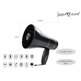 japomizuno Rechargeable Bullhorn Megaphone Speaker With 240S Recording, Emergency