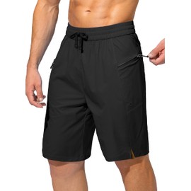 Men's Swim Trunks Quick Dry Board Shorts with Zipper Pockets Beach Shorts Bathing Suits for Men - No Mesh Liner(Black,XL)
