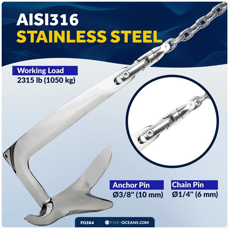 Five Oceans 316 Stainless Steel Multidirectional Boat Anchor Swivel for