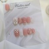 Pink winter snowman handmade nail tip⛄ - Short Oval /