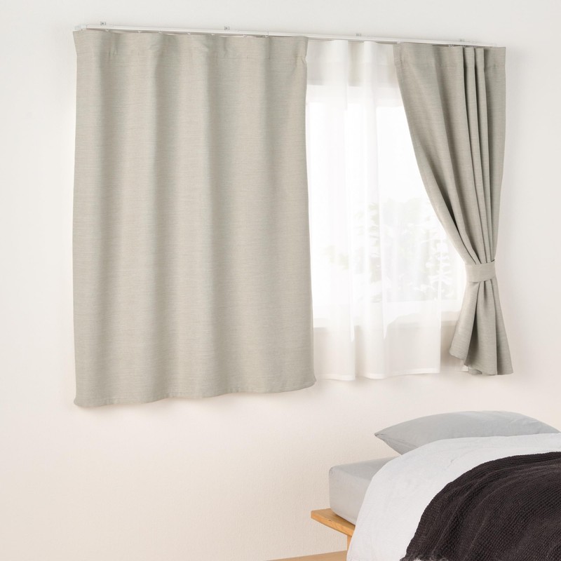 MUJI 84345937 Flame-retardant Blackout Double Weave Non Pleated Curtain, Beige,