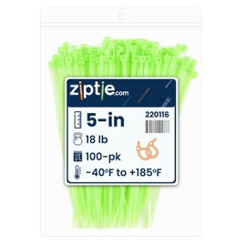ZipTie.com 5-Inch Fluorescent Green Multi-Purpose Zip Ties - 18-lb Tensile Strength Cord Management - UL Listed Tie Wraps - Indoor & Outdoor Multi-Purpose (100-Pack)